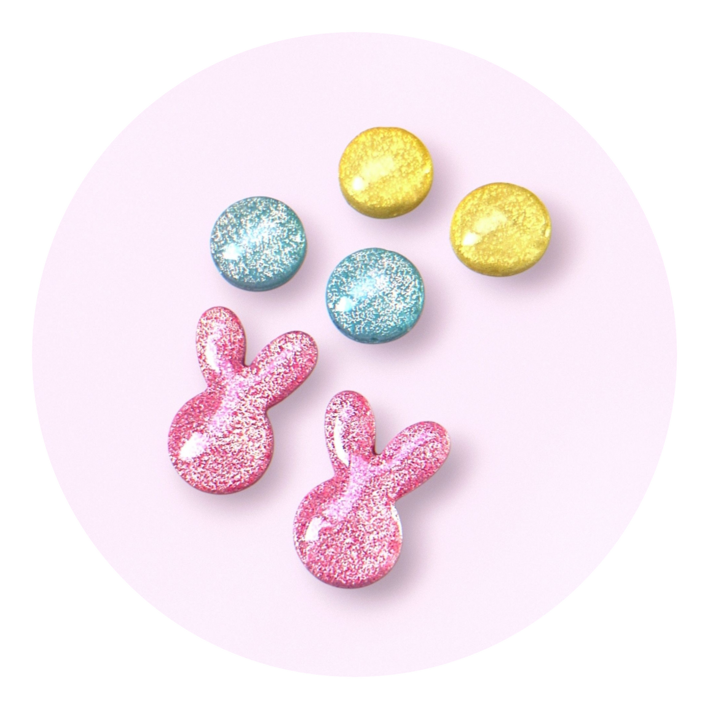 Påskgodis (3 par studs), pastellrosa/mint/pastellgul