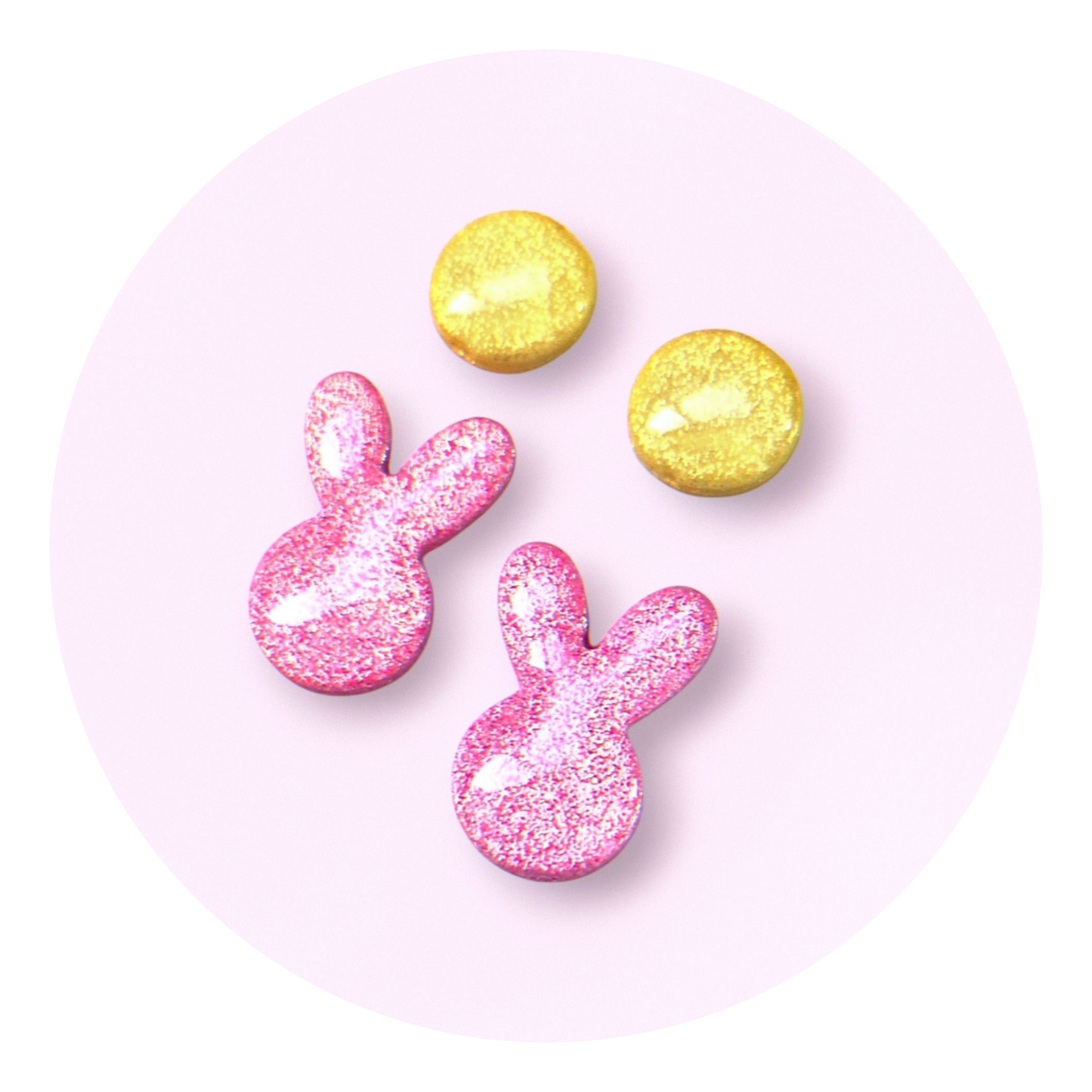 Påskgodis (2 par studs), pastellrosa/pastellgul