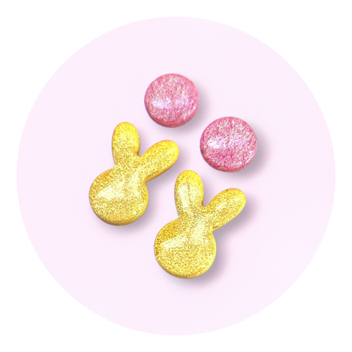 Påskgodis (2 par studs), pastellgul/pastellrosa