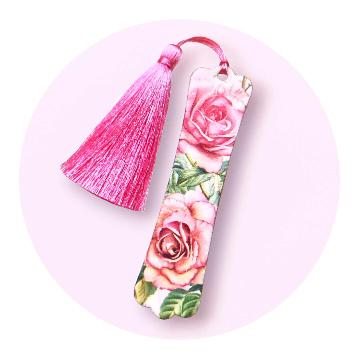 Bokmärke, rosor med guldkant