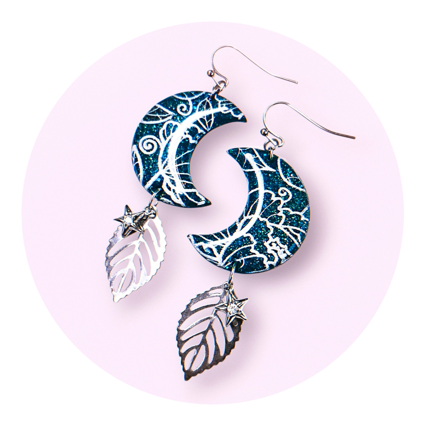 Magical Moons, teal flowers
