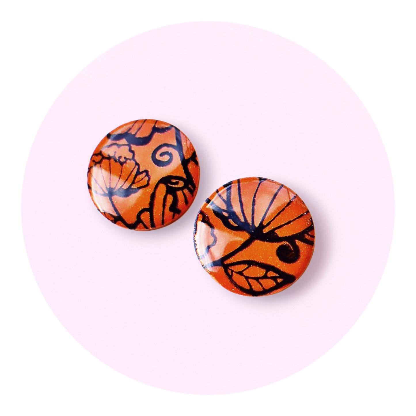 Runda studs, pumpa/svart