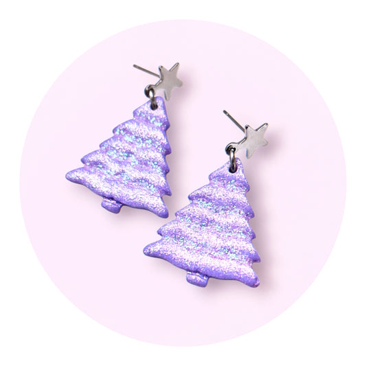 Julgranar, pastellila glitter