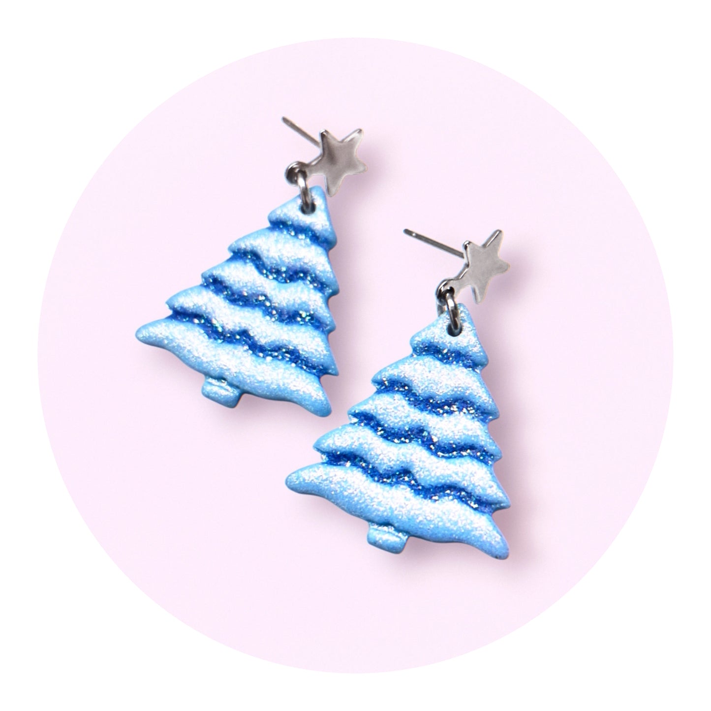 Julgranar, baby blue glitter