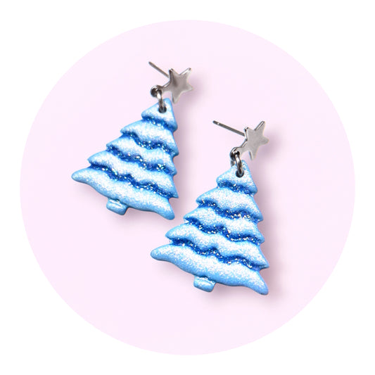 Julgranar, baby blue glitter