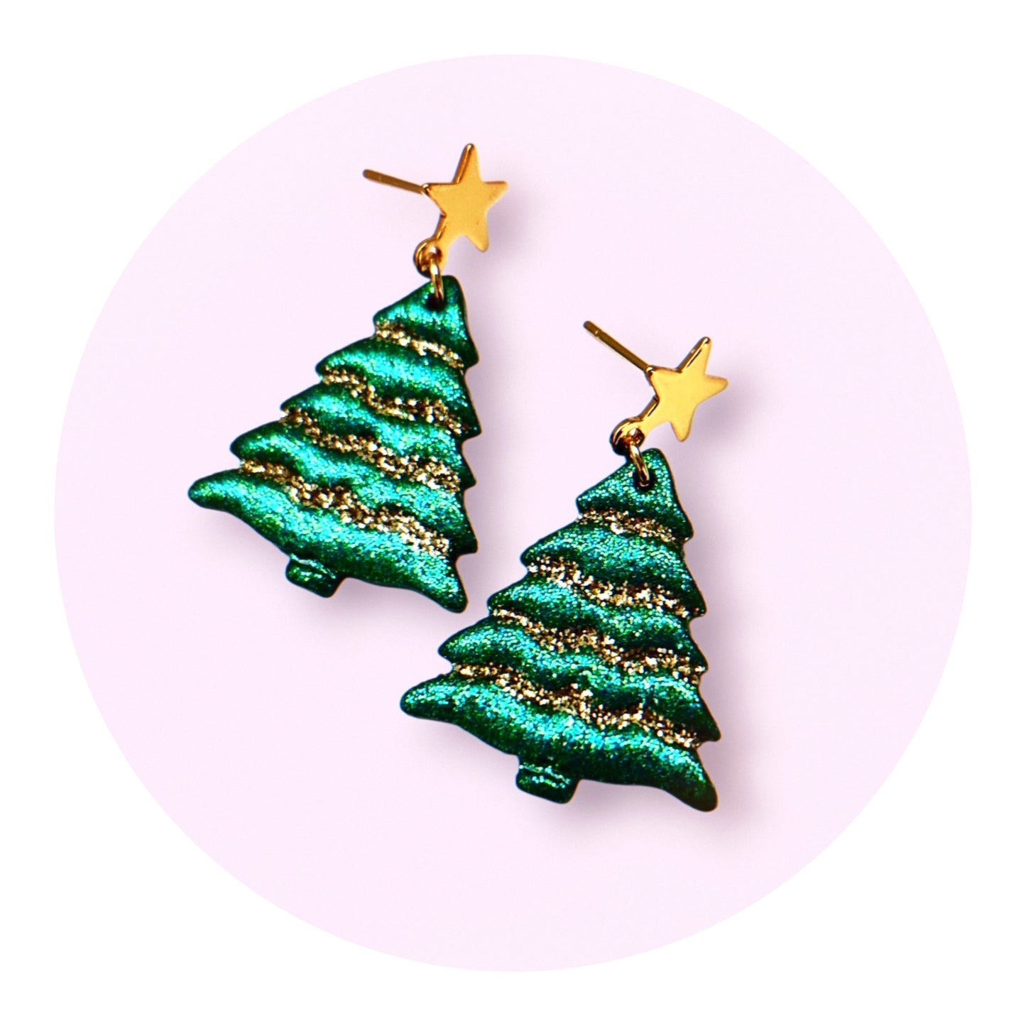 Julgranar, grön/guld glitter