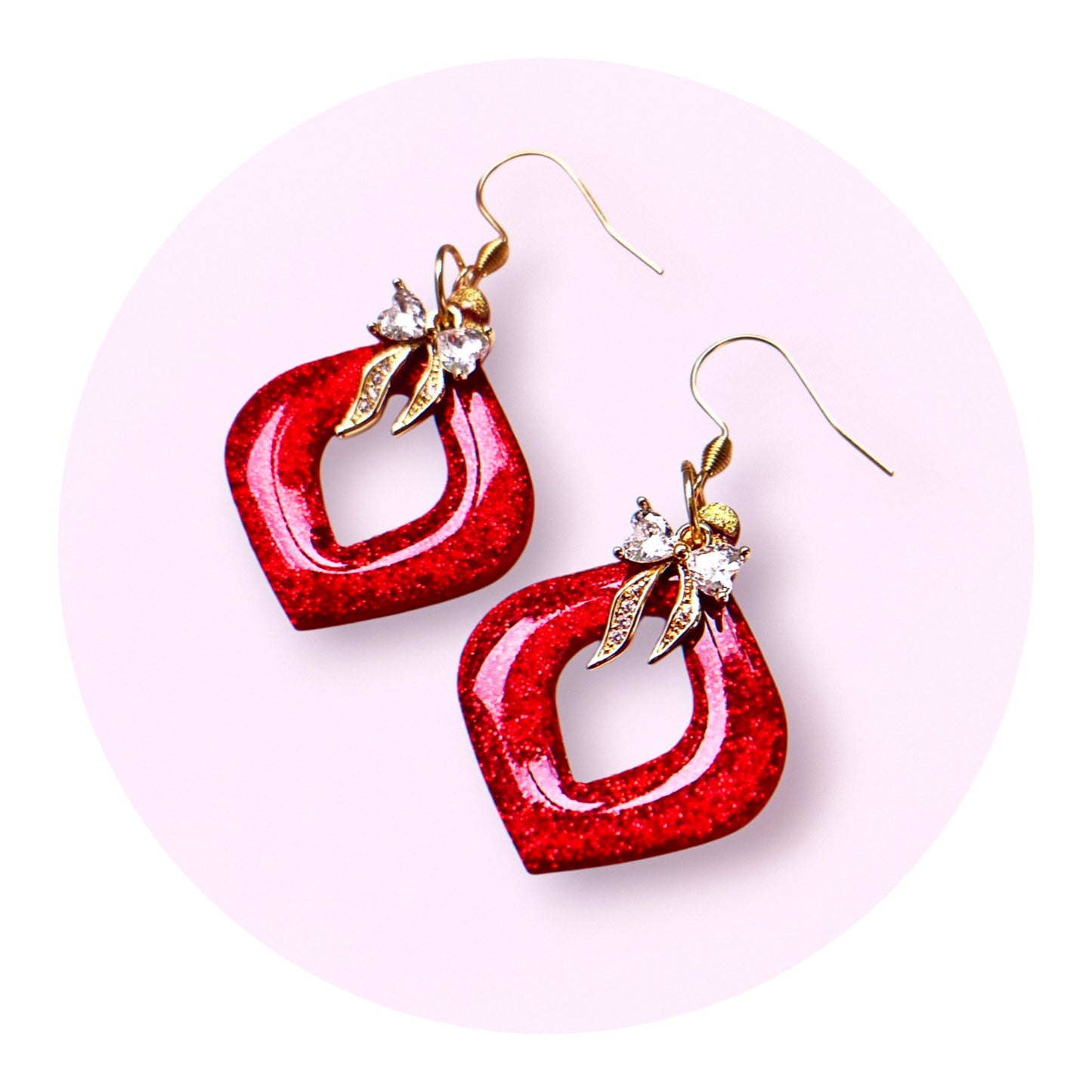 Christmas Ornament, röd/guld glitter