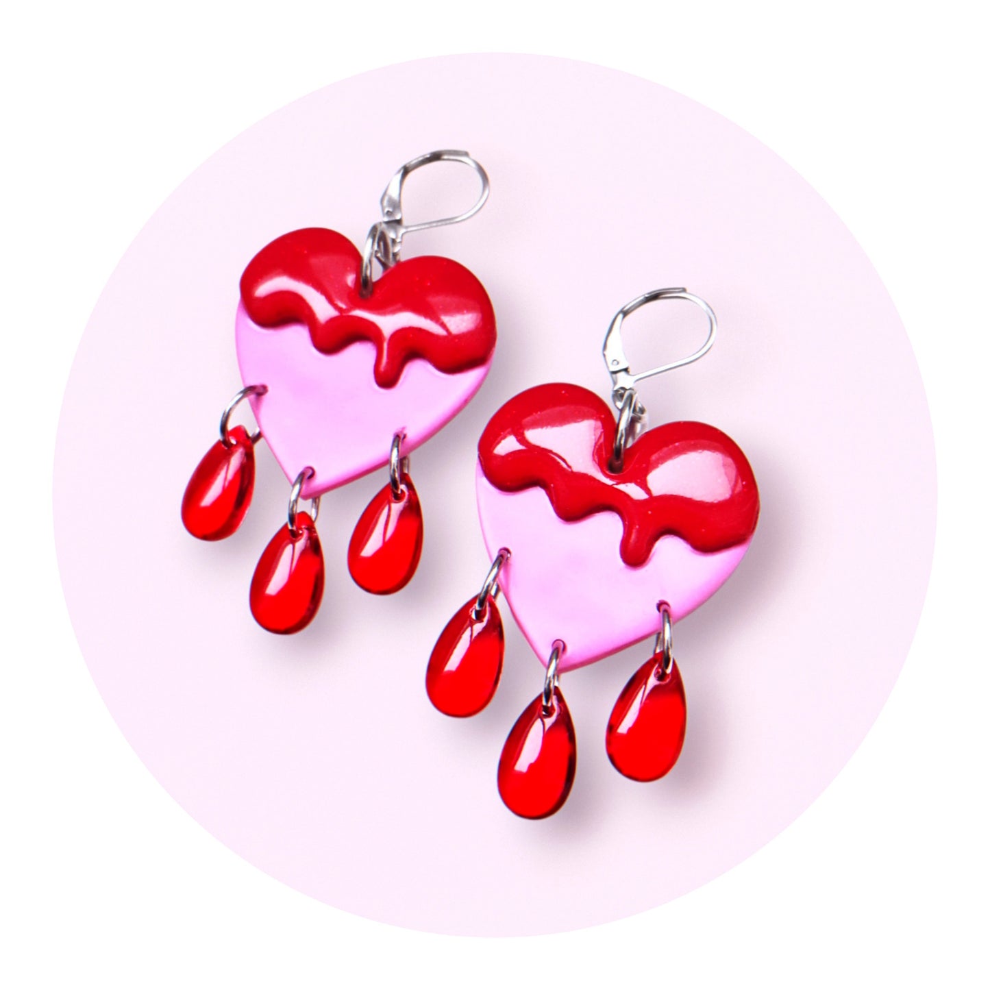 Dripping Hearts, röd/rosa