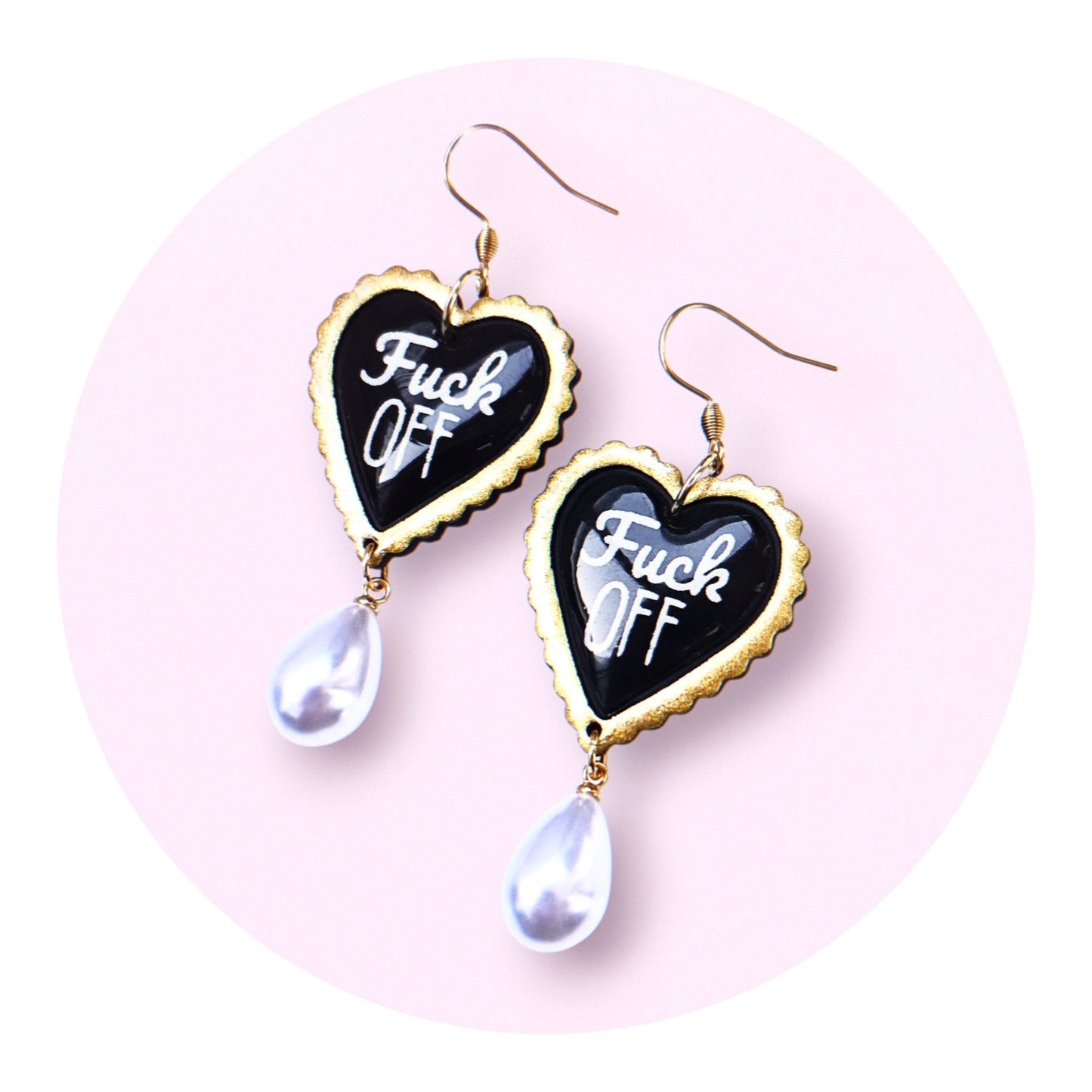 Fuck Off-hjärtan, svart/guld