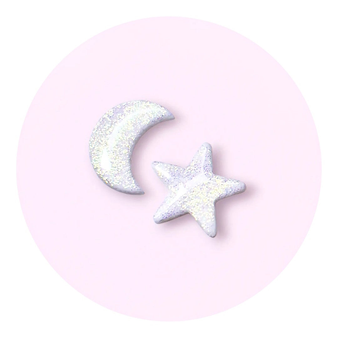 Moon & Star - Opalglitter (studs)