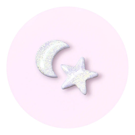 Moon & Star - Opalglitter (studs)